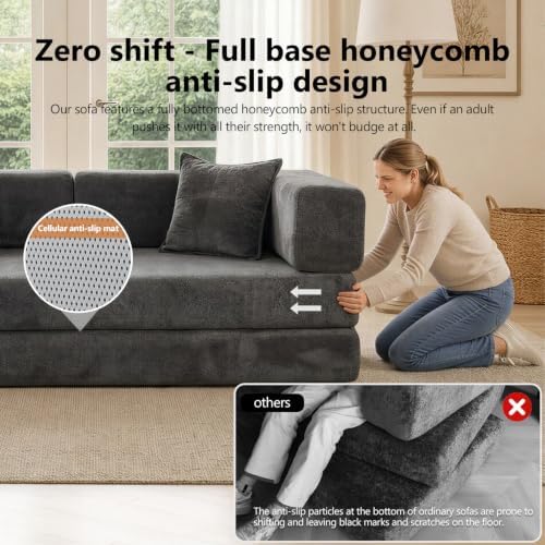 79" Boneless Couch for Living Room, Futon Sleeper Sofa Bed