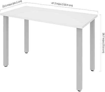Bestar Universel Table Desk with Square Metal Legs, 24 Inch X 48 Inch, White