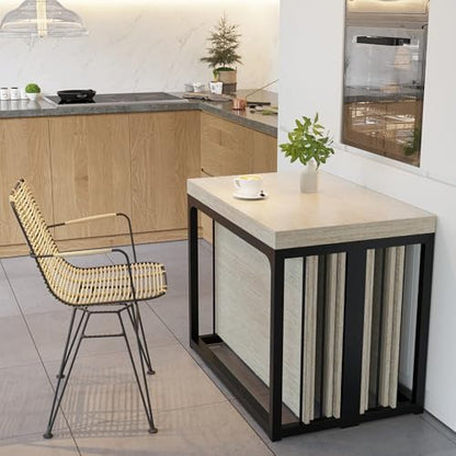 Lasageldar 118" Space Saving Wood Extendable Dining Table for 10