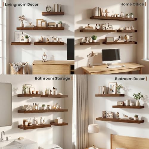 Floating Shelves for Wall 18x12” Set of 2, Walnut
