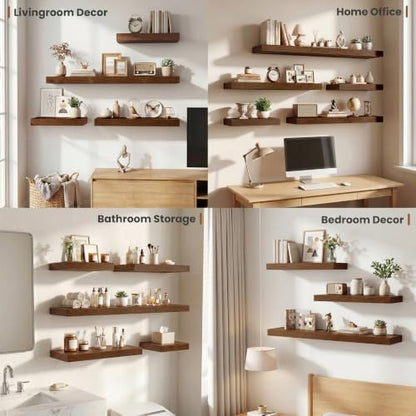 Floating Shelves for Wall 18x12” Set of 2, Walnut