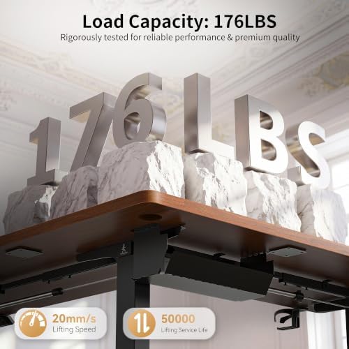 WALKINGDESK 55X45 Inches Reversible L Shaped Standing Desk Height Adjustable with Cup Holder, Electric Corner Computer Desk, Sit Stand up Home Office Desk, Ergonomic Gaming Desk, Black Walnut