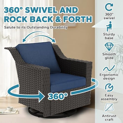 7 Piece Patio Furniture Set, Wicker Outdoor Conversation Set