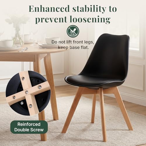 Dining Chairs Set of 8, PU Leather Padded Seat for Living Room