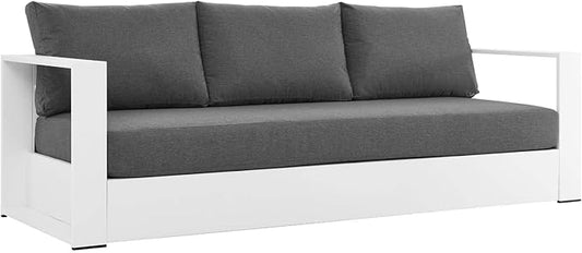 Modway Tahoe Aluminum Outdoor Patio Sofa in White Charcoal
