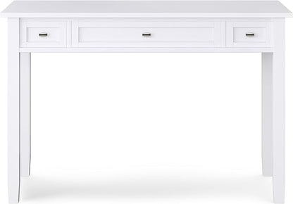 SIMPLIHOME Warm Shaker Desk - 48 Inch Wide Solid Wood Writing Desk in White, Transitional Home Office Computer Table for Workspace or Study with Flip-Down Keyboard Tray and 2 Drawers