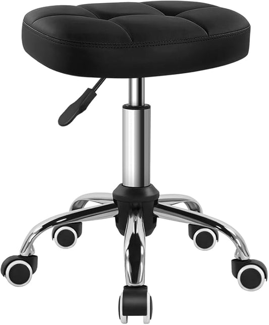 Black Minimalist Swivel Stool with Wheel Perfect for Work SPA Shop Massage Height-Adjustable and Cost-Effective Rolling Stool Chair with Square Seat