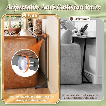 Huuger 110.2-133.8'' Extendable Behind Couch Table with Outlets