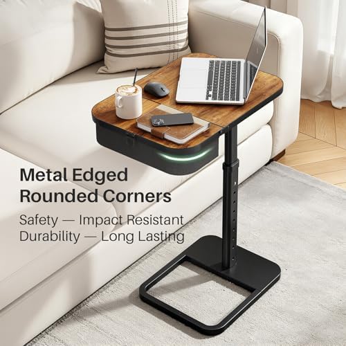 Kitstorack TV Tray Table with Flip-Top Storage, Adjustable Height
