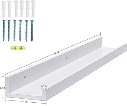 AZSKY 36 Inch Picture Ledge Shelf Floating Shelves Wall Mounted Set of 2 White