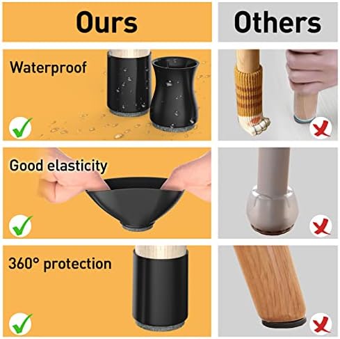 24 Pcs Silicone Furniture Pads for Hardwood Floors,3/4" - 7/8",Black.