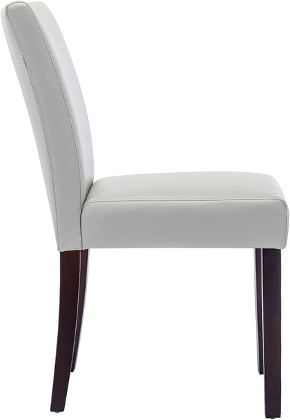 Watson & Whitely Upholstered Dining Chairs, Faux Leather, Set of 6, Grey | Solid Wood Legs, Padded Seat, Low Back, Modern Armless Parsons Chair for Kitchen, Dining Room, Restaurant