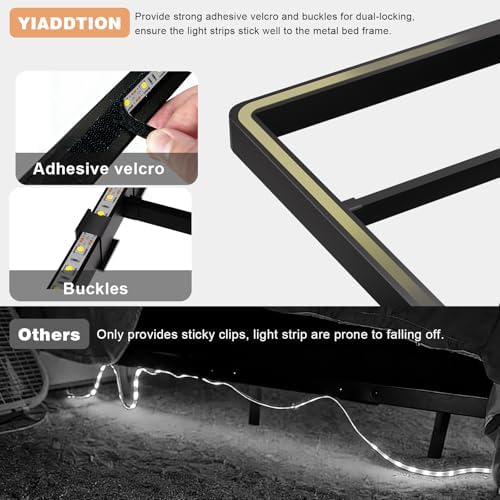 King Size Floating Bed Frame with Smart LED Lights, Metal Platform Bed