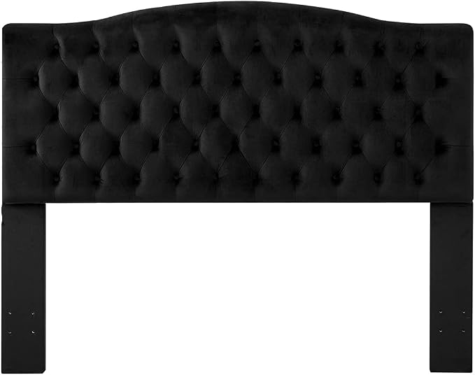 24KF Upholstered Tufted Button Velvet Headboard,Comfortable Fashional Headboard Queen/Full Size,Black