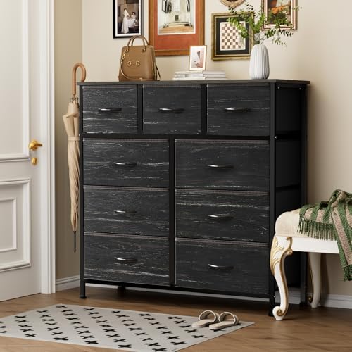 Sweetcrispy 9 Drawer Fabric Dresser Storage Tower Drawer Organizer