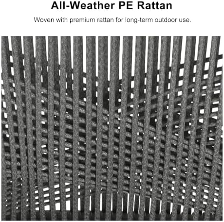 PURPLE LEAF Outdoor Table and Chairs for 6 Woven PE Rattan Aluminum Grey