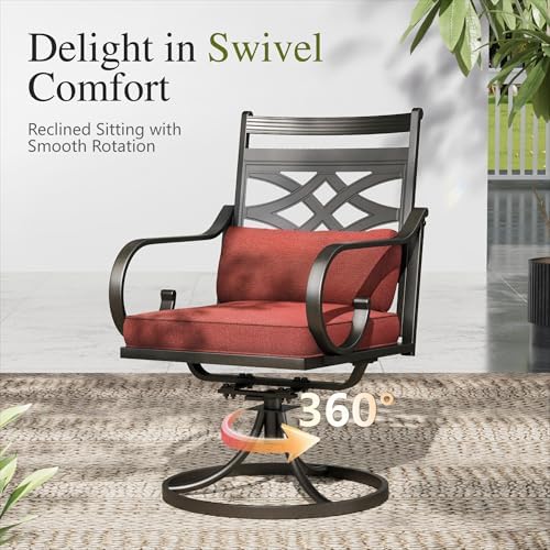 Sophia & William Patio Dining Set, Steel, Swivel Chairs, E-Coated