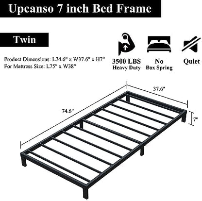 Upcanso 7 Inch Bed Frame Twin, Low Profile Twin Bed Frames
