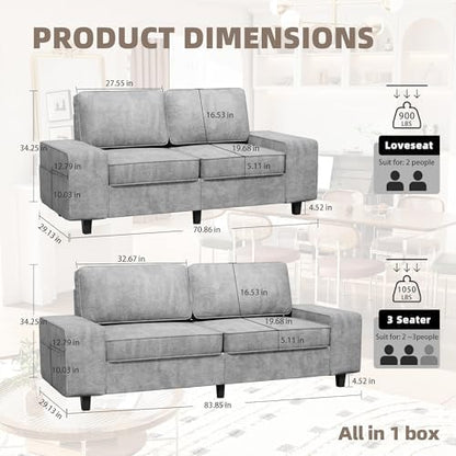 71" Loveseat Sofa for Living Room, Comfy Chenille Fabric Love Seat for Bedroom, Small Couches for Removable Cushion Cover,Couches for Small Space,Apartment,Dorm
