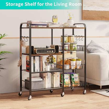 HapiRm Rolling Kitchen Microwave Cart - 4 Tier Kitchen Island on Wheels