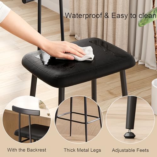 Black Bar Stool Set of 2,Tall Meta Black Barstools,Counter Bar Height Stool