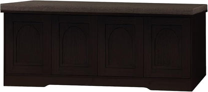 DINZI LVJ Shoe Bench, Entryway Storage Bench with Doors, Cushion, 2-Tier Shoe Rack with 8-Cubby, 47.2”L x 13.8”W Shoe Organizer Cabinet, Adjustable Shelf, Living Room, Bedroom, Espresso