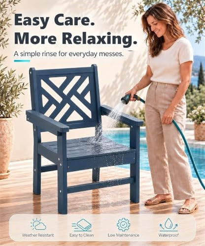 12 Piece HDPE Outdoor Dining Set for 10, Patio HDPE Furniture Set with 2 Table and Umbrella Hole, Outdoor Table and Chairs for Garden, Poolside, Backyard, Deck