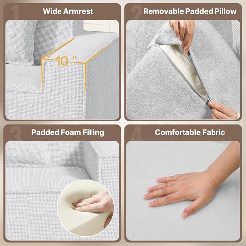 77'' Modern Small Loveseat Cloud Sofa Boneless Couches, Grey