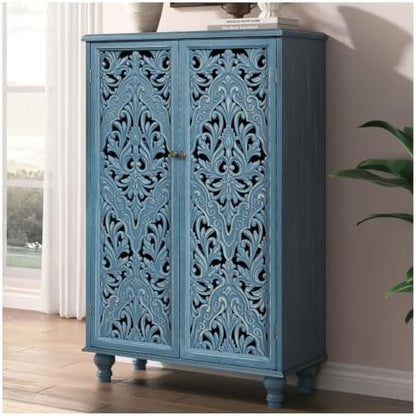 JOINICE 47" Tall Accent Cabinet with Doors & Storage for Living Room,Blue