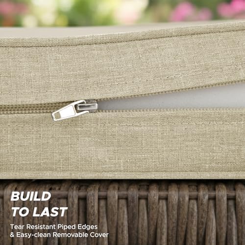 Outdoor Chair Cushions Set of 2, 24 x 24 Inch, Beige, Deep Seat