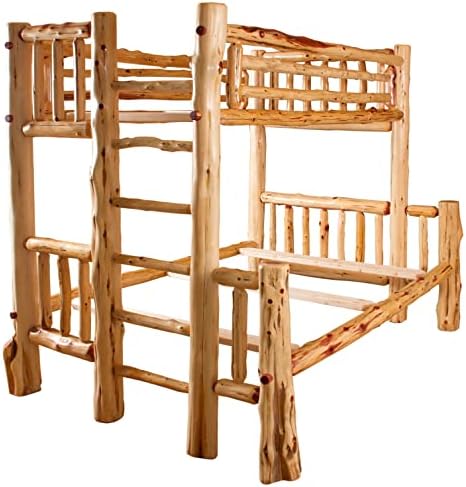 Red Cedar Log Queen Over Queen Bunk Bed