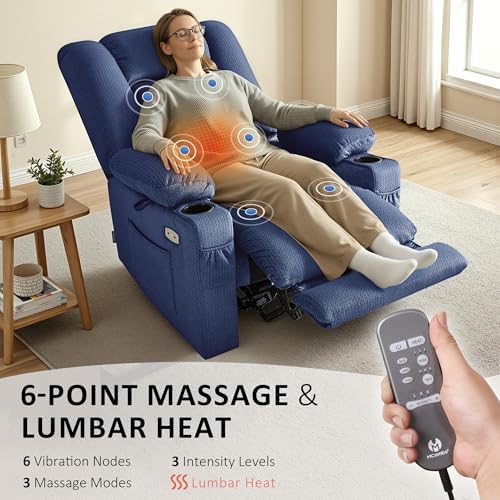 MCombo Small Power Recliner Chair with Heat and Massage 6079 (Blue)