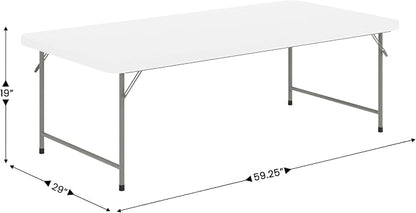 EMMA + OLIVER 4.93' Kids Folding Activity Table for Classrooms and Home, Heavy-Duty Rectangular Plastic Classroom Table for Kids, White