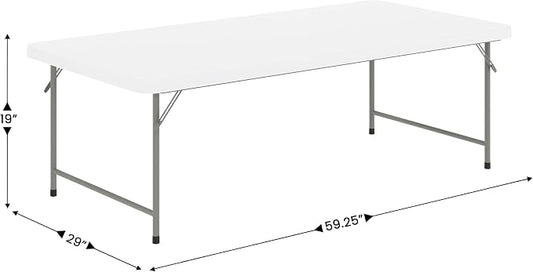 EMMA + OLIVER 4.93' Kids Folding Activity Table for Classrooms and Home, Heavy-Duty Rectangular Plastic Classroom Table for Kids, White