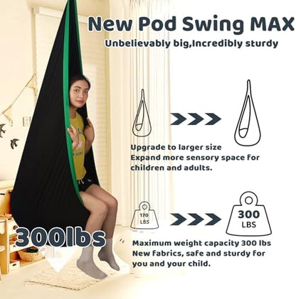 Sensory Pod Swing Hanging Seat Hammock Chair (Black)