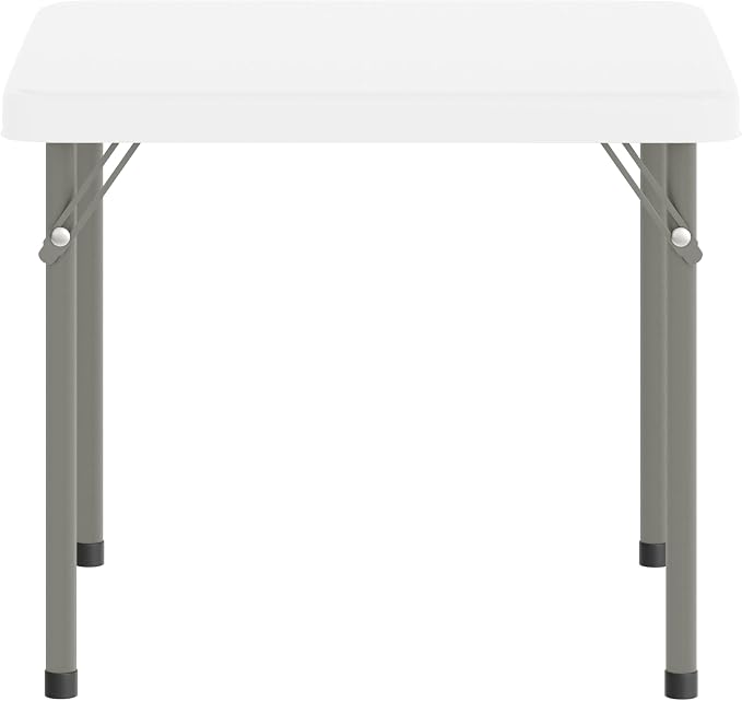 Flash Furniture Paige 24x24 Kids Folding Table with Locking Legs, Commercial Grade Table Recommended for Ages 2-4 in Granite White
