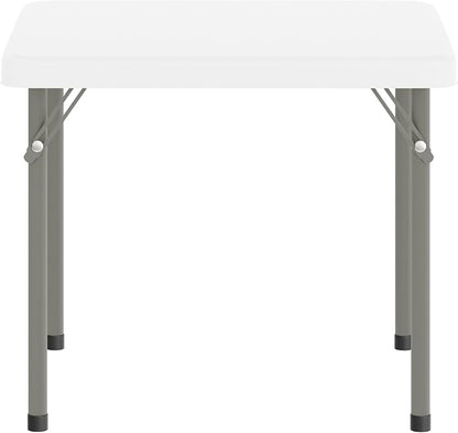 Flash Furniture Paige 24x24 Kids Folding Table with Locking Legs, Commercial Grade Table Recommended for Ages 2-4 in Granite White