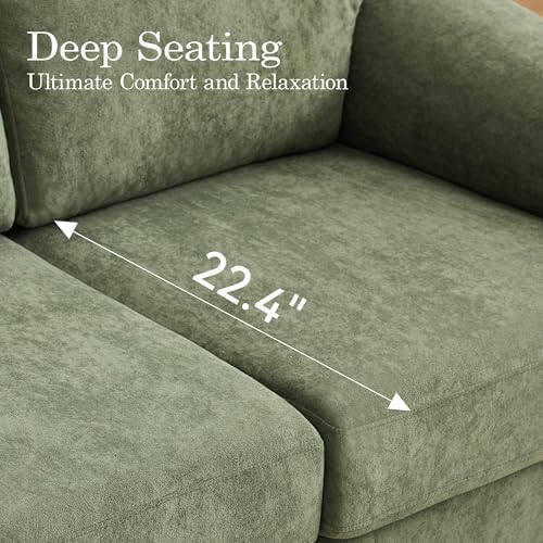 Boneless Couch Sets, Modern 3 Seater Sofa with 2 Accent Chairs, Floor Cloud Couch Sets with Extra Comfy Soft Deep Seats for Living Room, Apartment, No Assemby, Set of 3, Green