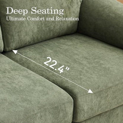 Boneless Couch Sets, Modern 3 Seater Sofa with 2 Accent Chairs, Floor Cloud Couch Sets with Extra Comfy Soft Deep Seats for Living Room, Apartment, No Assemby, Set of 3, Green