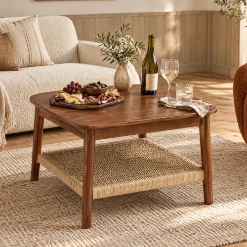 Alaterre Furniture Calais 2-Tier Coffee Table, Chestnut, 28”