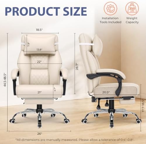 GTPLAYER Big and Tall Office Chair Heavy Duty Ergonomic Gaming Chair Beige