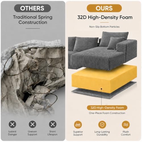 105" Modular Boneless Couch, L Sectional Couches for Living Room