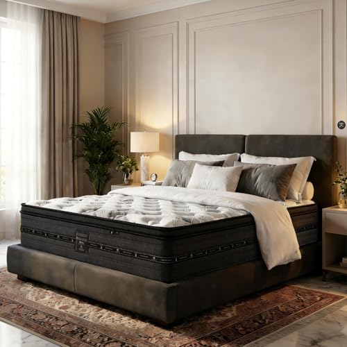 Queen Mattress 12 inch, Hybrid Queen Size Mattress in a Box, Individually Wrapped Coils & Gel Memory Foam for Back Support, Pressure Relief & Motion Isolation, Medium Firm, 365 Nights Trial