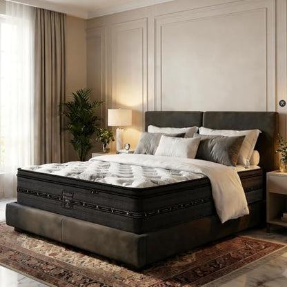 Queen Mattress 12 inch, Hybrid Queen Size Mattress in a Box, Individually Wrapped Coils & Gel Memory Foam for Back Support, Pressure Relief & Motion Isolation, Medium Firm, 365 Nights Trial