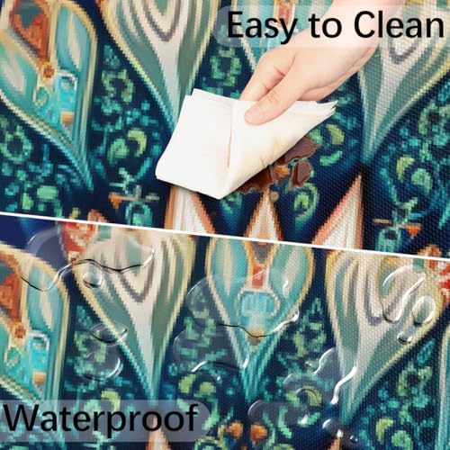Mandala Outdoor Round Fitted Tablecloth with Umbrella Hole Zipper 45-56