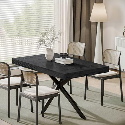 Extendable Dining Room Table for 4 6 8,55"-70" Kitchen Table Leaf,Black