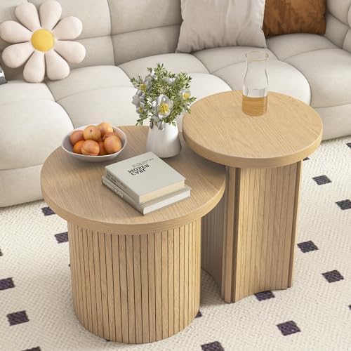 Mxtxmy Round Nesting Coffee Table Set of 2,Coffee Tables for Living Room