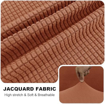 UNBBRRL Seat Cushion Cover and Back Covers for Corner Sofa Stretch Jacquard, Non Slip L Shaped Sofa Slipcover with Storage Ottoman, Sectional Couch Cover for Chaise Lounge (Orange,31 x 31 x 6”)