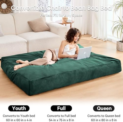 Bean Bag Chairs for Adults - Giant Bean Bag Convertible Floor Sofa