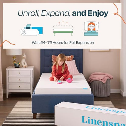 Linenspa 5 Inch Gel Memory Foam Mattress, Firm, Bed in a Box, Twin Size